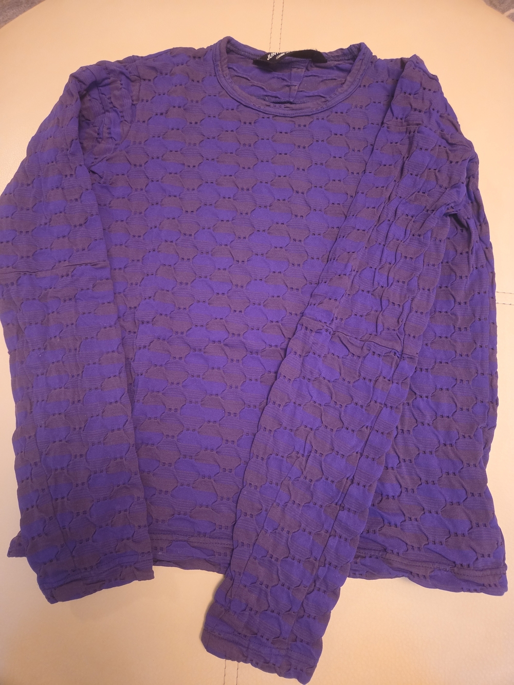 Junya Watanabe Comme des Garçons Purple Textured Geometric Long Sleeve Top S